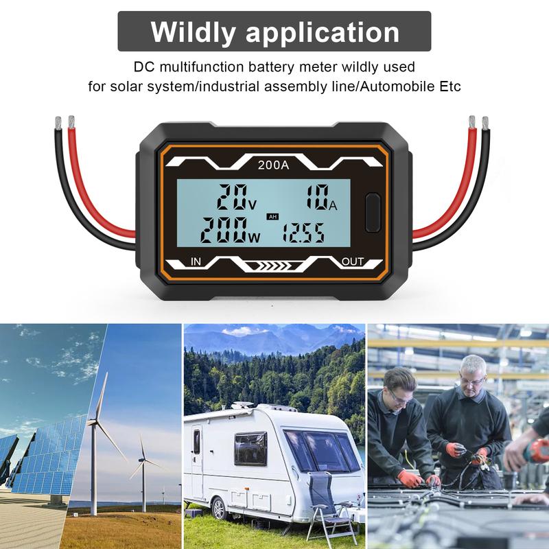 DC Power Meter Digital Voltmeter Ammeter wattmeter Energy Tester Meter Current 200A/150A/100A Voltage 0-60V DC electric Analyzer