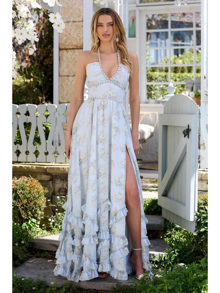 2026 New Cross-Border Women's Floral Backless Halter Dress - Sexy Vacation Style