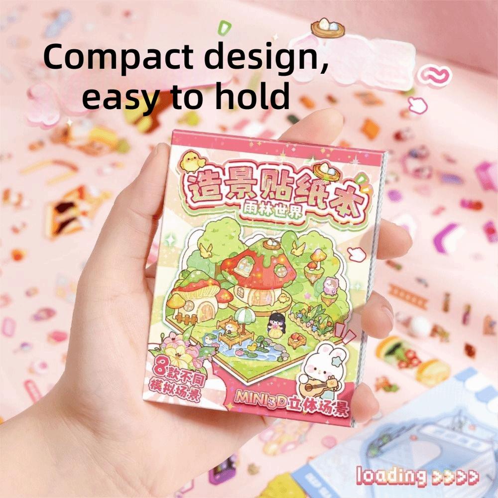 3Pcs Visual Stacking Miniature Landscape Sticker Collection DIY Cabin Scene Sticker Children Gift