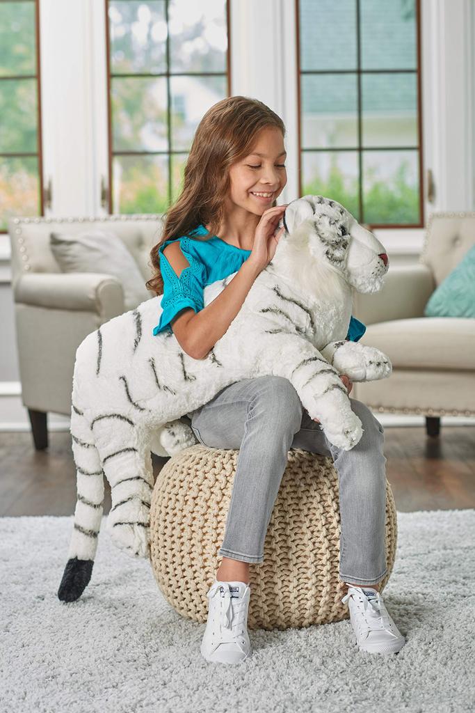 Wild Republic White Tiger Plush Toy Jumbo Animal Body Pillow Cushion W35 x D80 x H37cm 19548