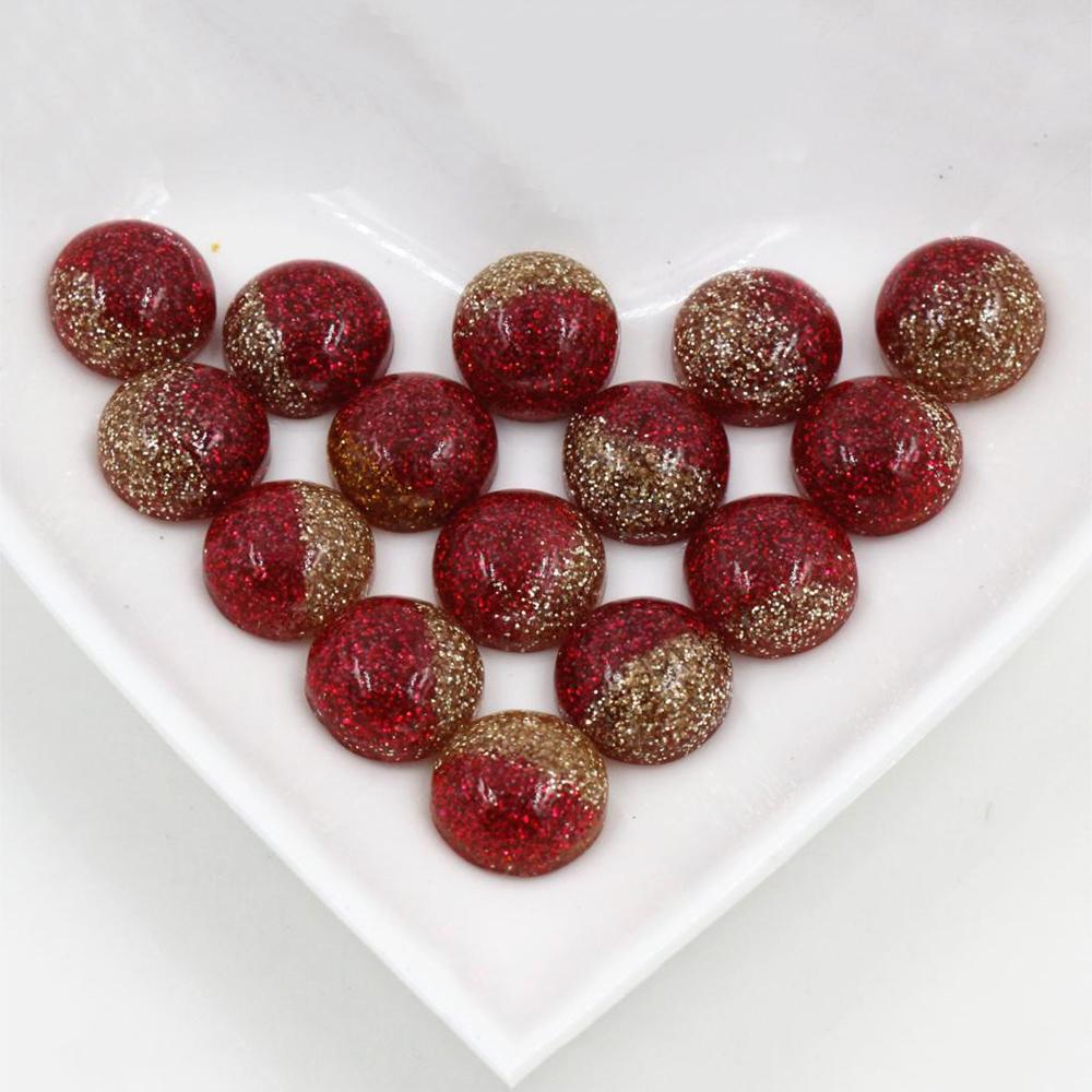New Fashion 40pcs 12mm Mix Colors Stylish Color Brushed Style Flat back Resin Cabochons Cameo