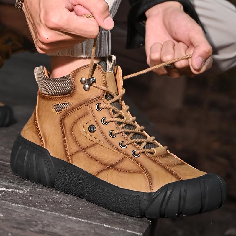 Herren High-Top Echtleder Outdoor Wanderschuhe Freizeitschuhe