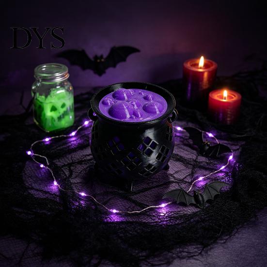 Mystical Household Party Items 3D Printed Witch Cauldron LED Lamp, Glowing Halloween Tabletop Decor Fantasy Themed Supplies for Party, Spooky