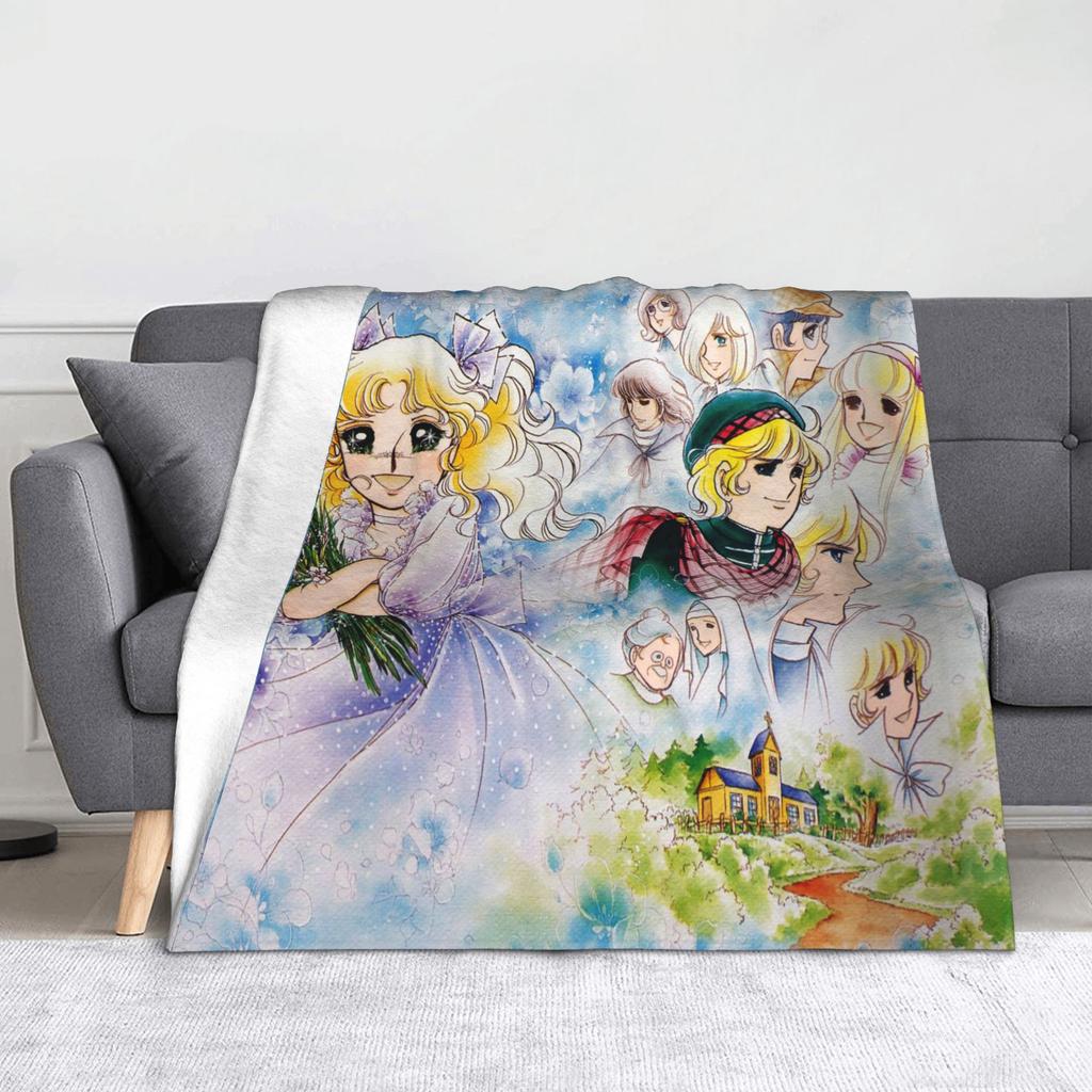 Anime Candy Candy Blankets Fleece All Season Kawaii Cute Girl Flowery Multi-function Thin Throw Blanket for Bed Office Quilt