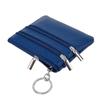 Women's Genuine Leather Coin Purse Mini Pouch Change Wallet with Keychain NEW Three Zipper Fashion Multicolor