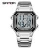 Sanda 6380 Fashion Men's Electronic Led Digital Watch Sports Night light Multi Functional Waterproof Student Timing Alarm Clock