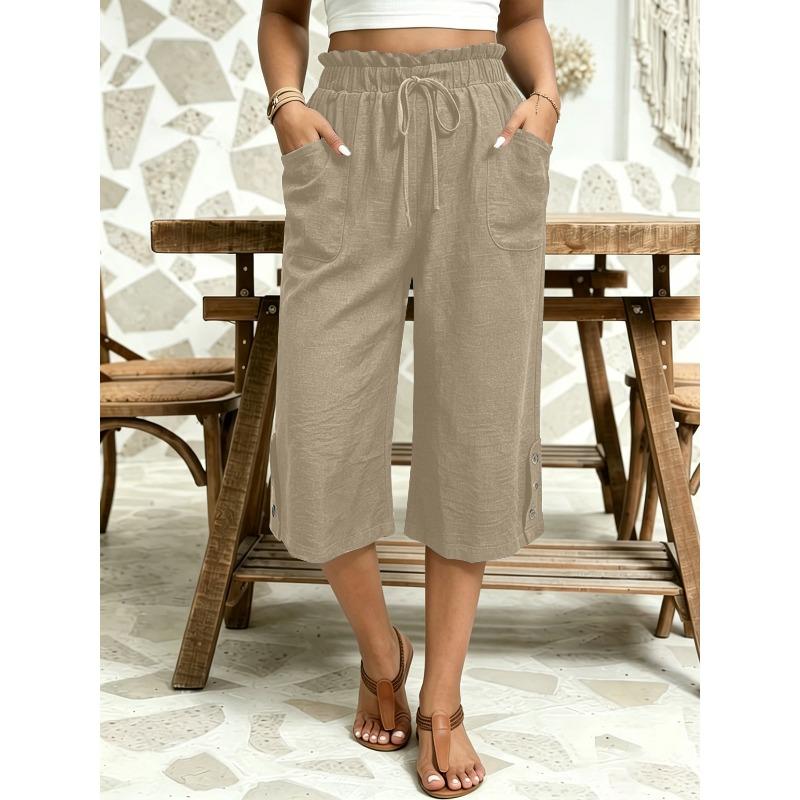 JPNTKY Women's Fashion Casual Solid Color Print Pants & Capris