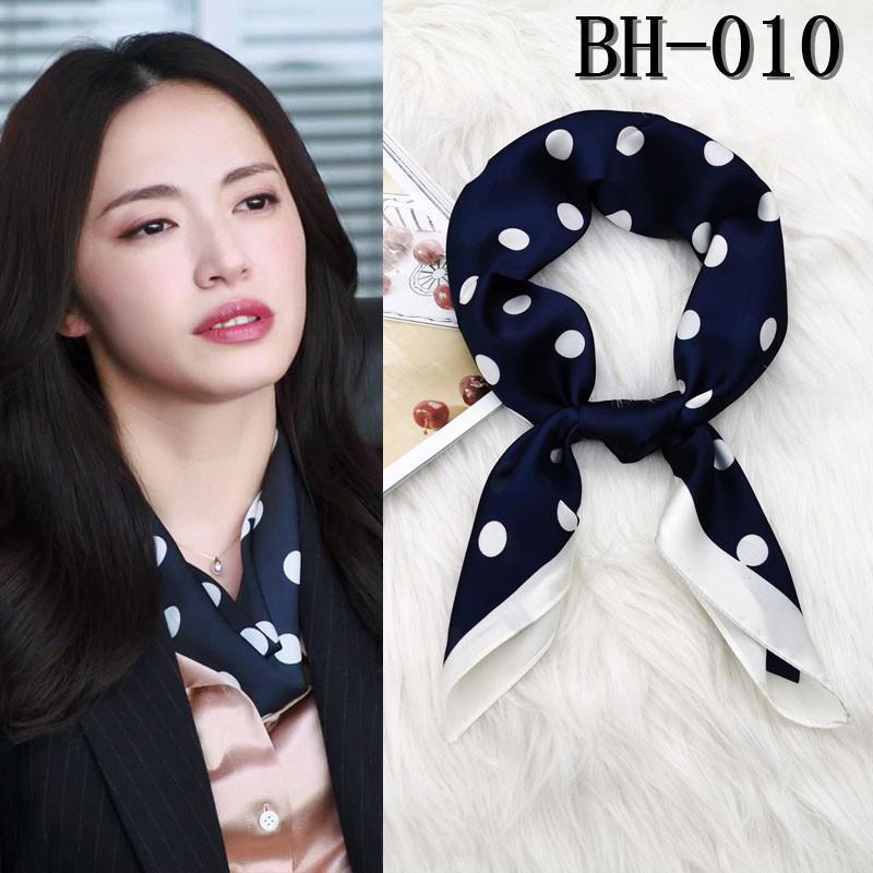 Women's French-Style Polka Dot Silk-Emulation Square Scarf: Versatile Professional Hairband & Suit Accessory