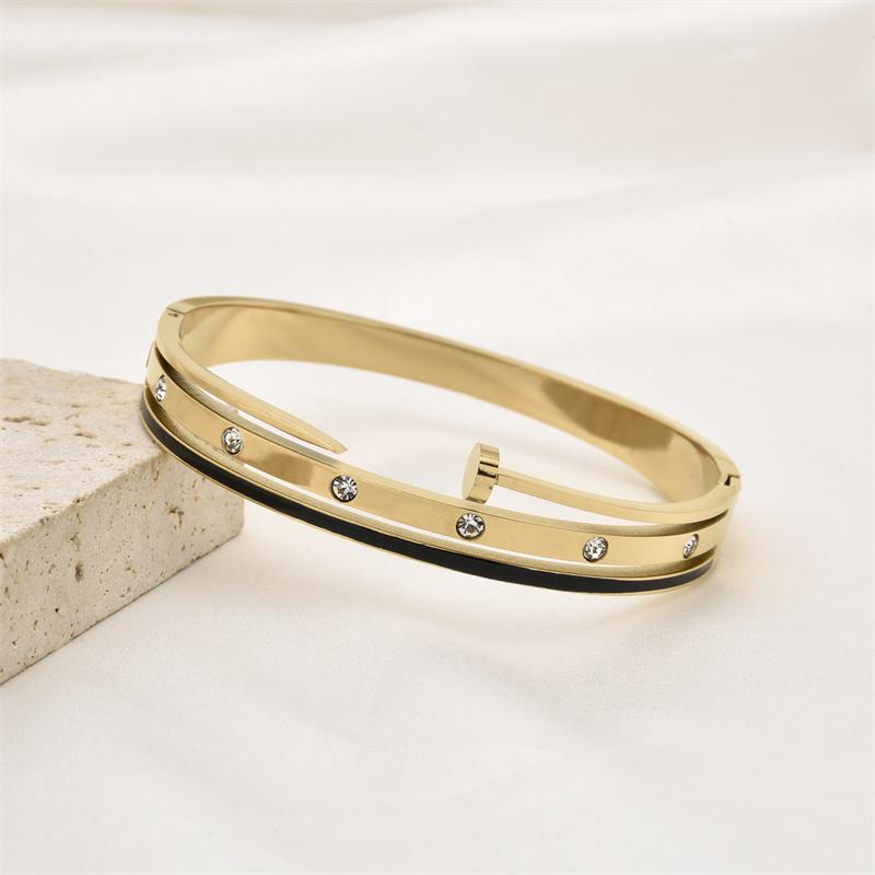 

Браслет из нержавеющей стали с белым кубическим цирконием, браслет-стрела в виде креста для женщин, весенняя цепочка-манжета, роскошные ювелирные изделия 18cm