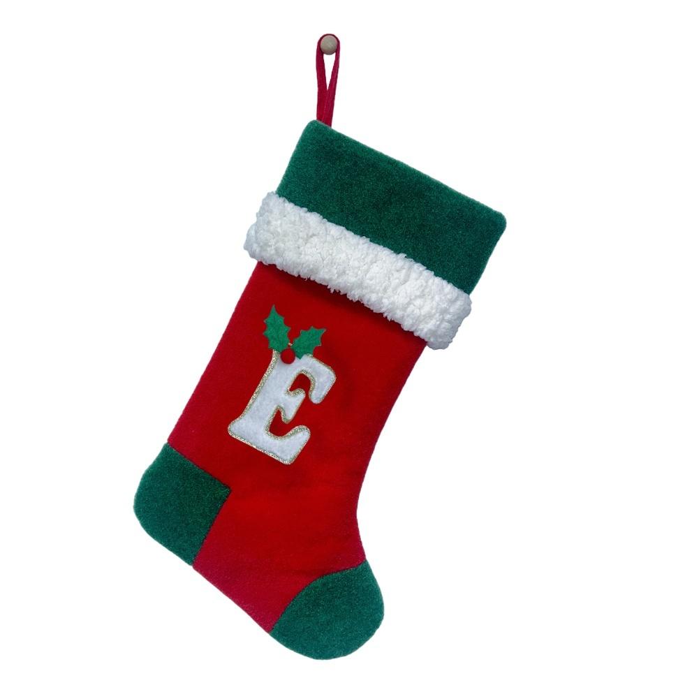 26 Letter Embroidered Velvet Christmas Stocking Large Storage Area with Strap for Hanging 46 by 20 Centimeters