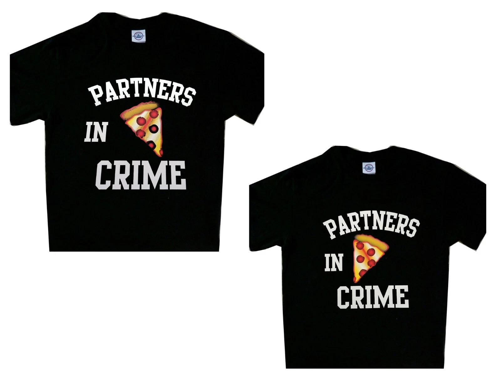 Partners in Crime Pizza Tee Couple Package Set of 2 T shirts XL