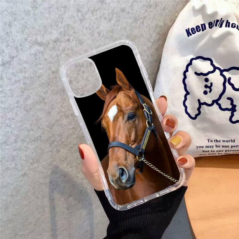 running horse pattern Phone Case Transparent soft For iphone 12 11 13 7 8 6 s plus x xs xr pro max mini