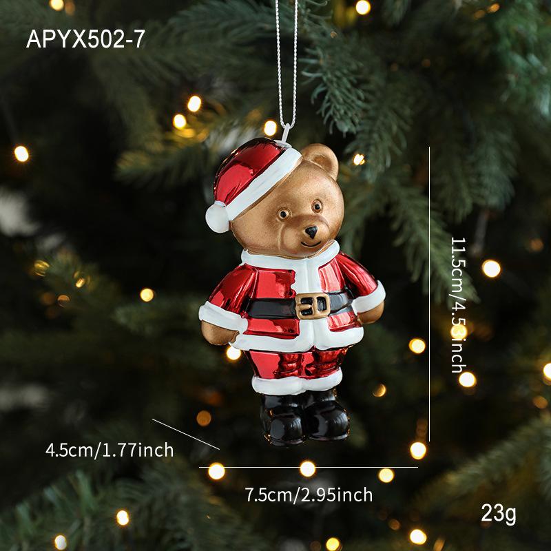 Gold Red Cartoon Christmas Hanging Pendant Decoration Christmas Tree Hanging Ornament New Year Party Home Decoration