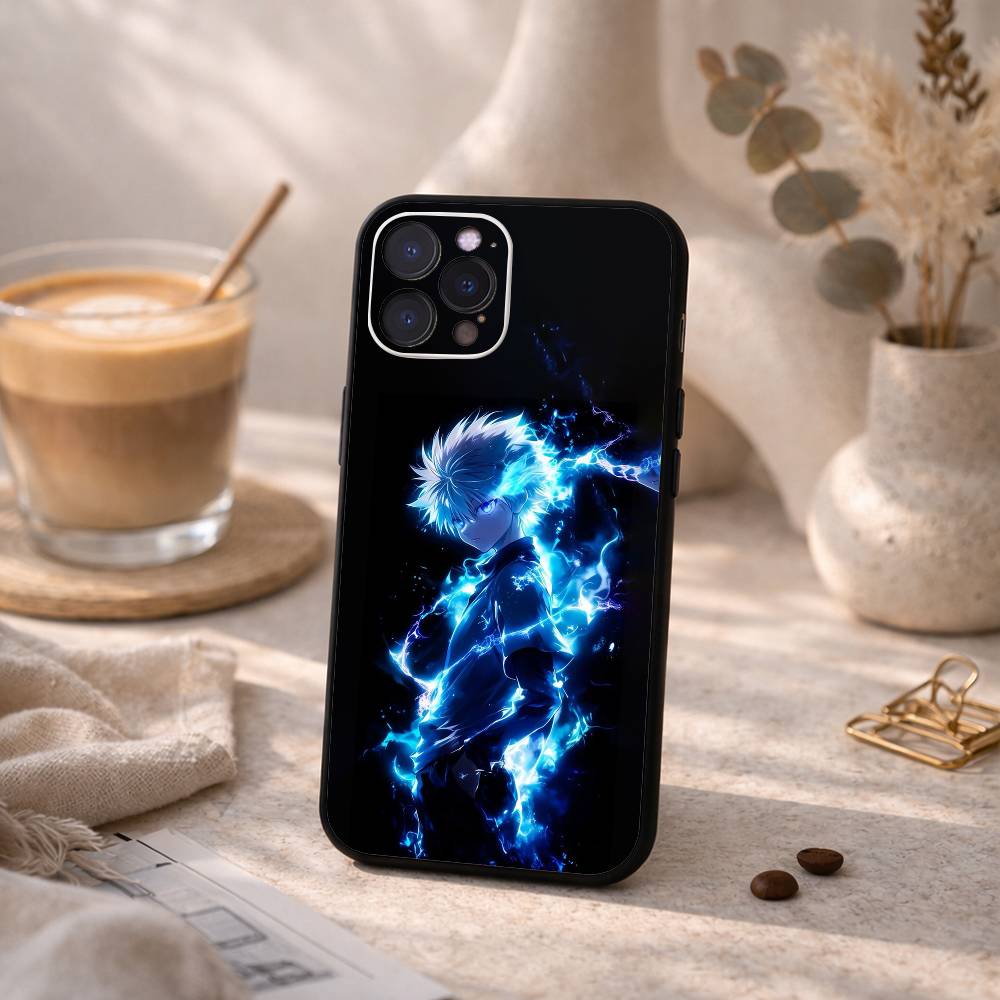 H-Hunter × Hunter K-Killua Phone Case For iPhone17,16,15,14,13,12Plus,Pro Max,XS,5G Soft Silicone Black Cover
