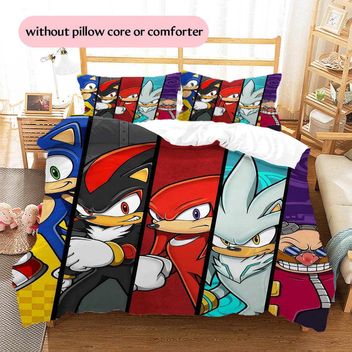 

Sonic Core Characters Pattern Bedding Home Decoration Festival Gift (1 * duvet cover + 2 * pillowcase, without core) 135x200cm