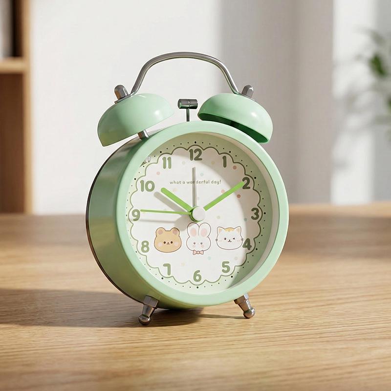 New desktop children's bell alarm clock to learn with cartoon classic metal mini small alarm clock desktop