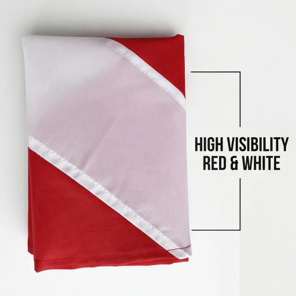 35 X 57 Cm Scuba Diving Red White Flag Diver Down Underwater Signal Marker for Freediving Snorkeling Boating Safety