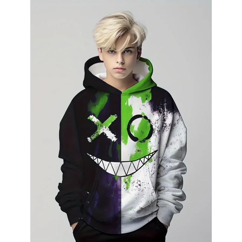 Funny Smiling 3D Print Hoodie Pulover pentru băieți Pulover cu mânecă lungă Hanoră pentru băieți Hanorac pentru copii, primăvară, toamnă, pentru copii, top în aer liber