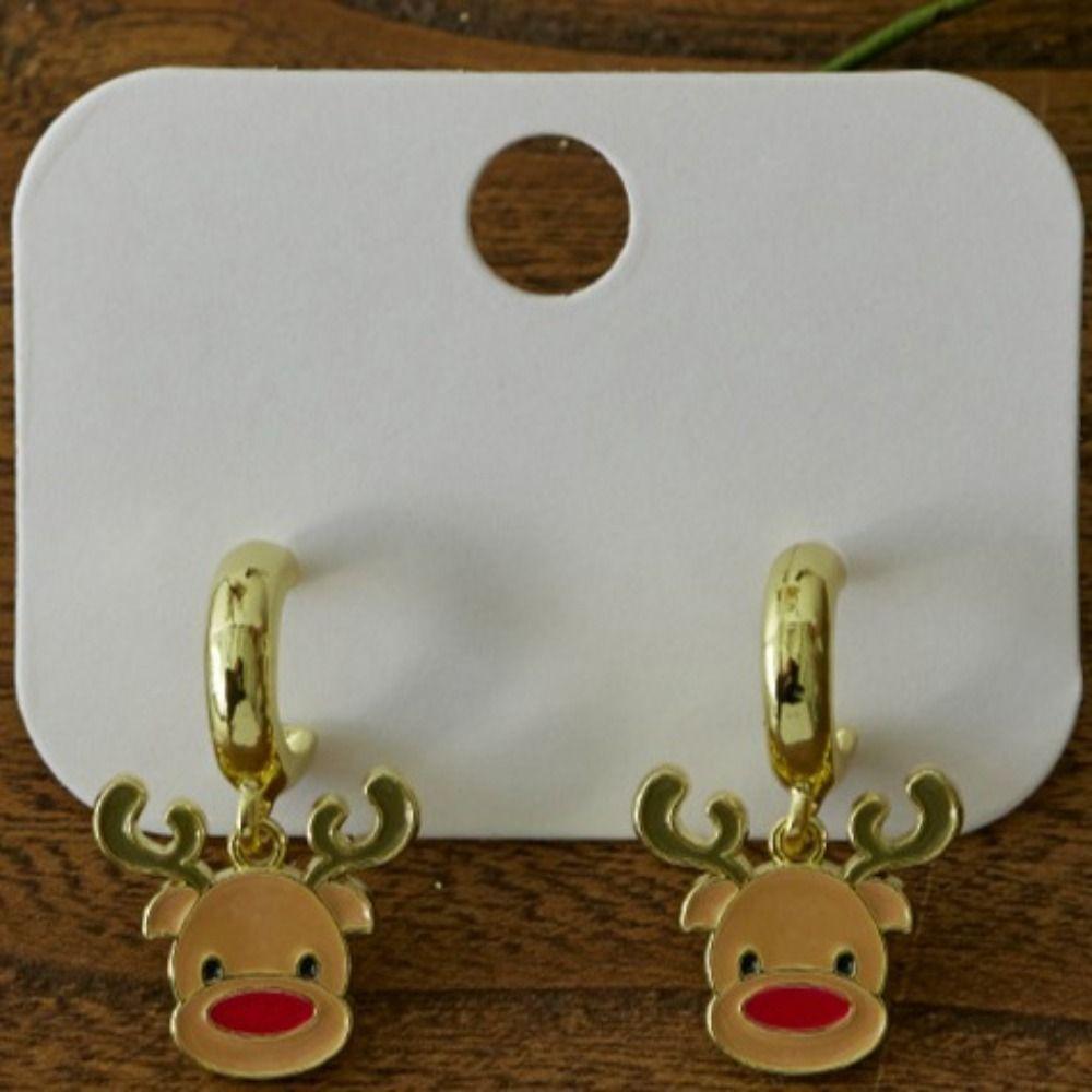 2 Pcs Christmas Tree Xmas Dangle Eardrop Christmas Elk Santa Claus Earrings  Gifts