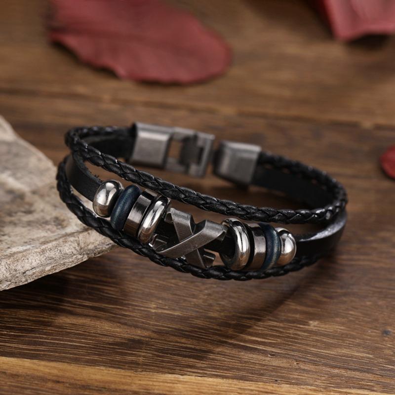 Meier Hot selling jewelry women's fashion retro bracelet men's cowhide beaded x-men bracelet