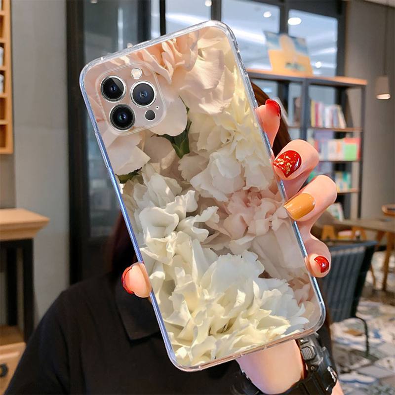 Husa de telefon roz cu flori pentru iPhone 14 13 12 11 Pro Max XS X XR SE 2020 6 7 8 Plus Mini carcasa transparenta