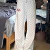 Women's High-Waist Polka Dot Wide-Leg Embroidery Pants - Casual Spring/Summer Straight-Leg, Loose-Fit, Slimming Style.