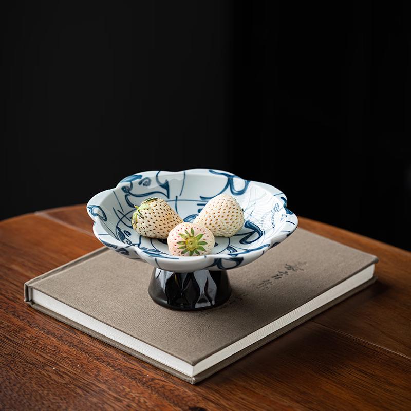 Retro Blue and White Ceramic Fruit Snack Plate