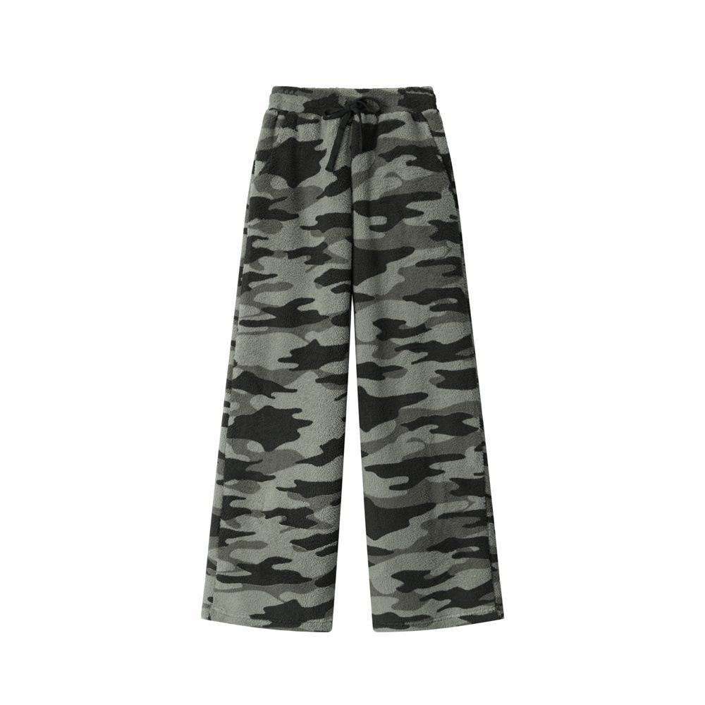 HeyHenry Women s Retro Camouflage Fleece-Lined Straight-Leg Winter Pants M камуфляжный