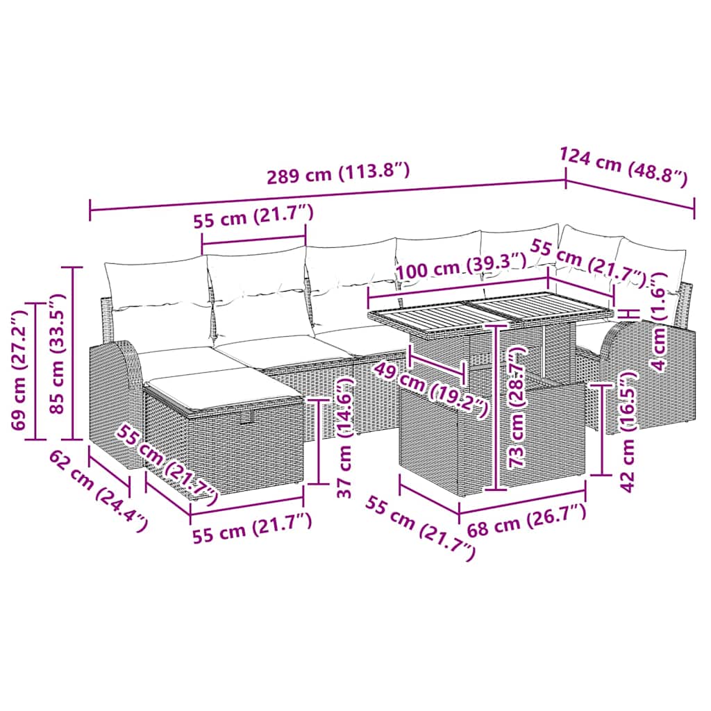 Garden Sofa Set 8 pcs Black Poly Rattan