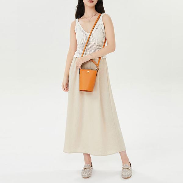 Longchamp Épure Embossed Logo Detachable Shoulder Strap Bucket Bag Women Handbags Light-Yellow 10213HYZ222