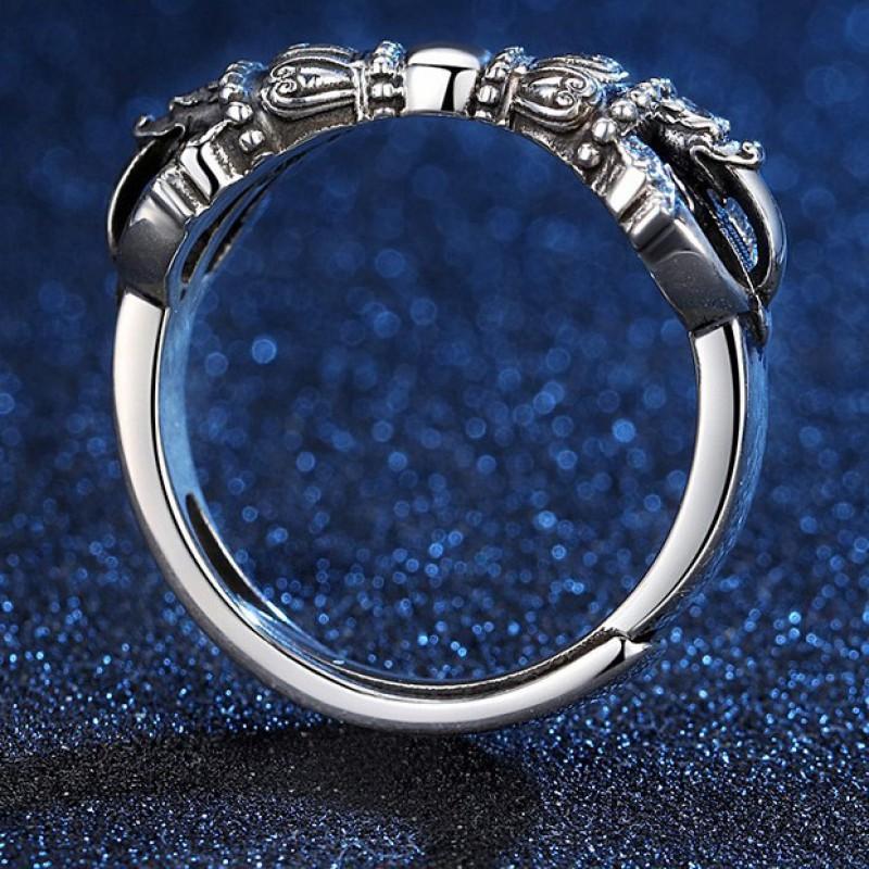 Verstellbarer Vintage Tibetischer Dorje Ring Herren Damen Beschichtet Offener Band Bohemian Schmuck