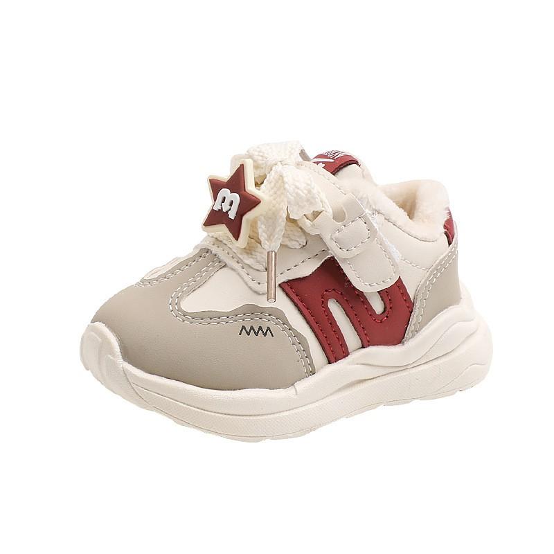 Kids Warm Fleece-Lined Sneakers Toddlers Children Soft Rubber Sole Closure Unisex Sport Shoes
