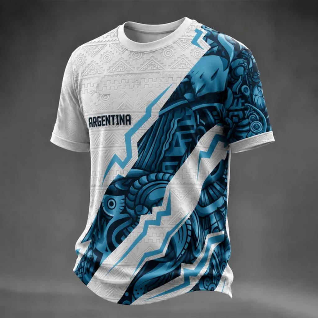 T-shirt casual a maniche corte con stampa di lettere da uomo Argentina
