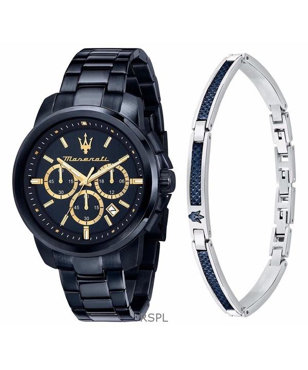 

Мужские часы Maserati Successo Chronograph из нержавеющей стали с синим циферблатом, кварцевые R8873621042, с дополнительным браслетом синий
