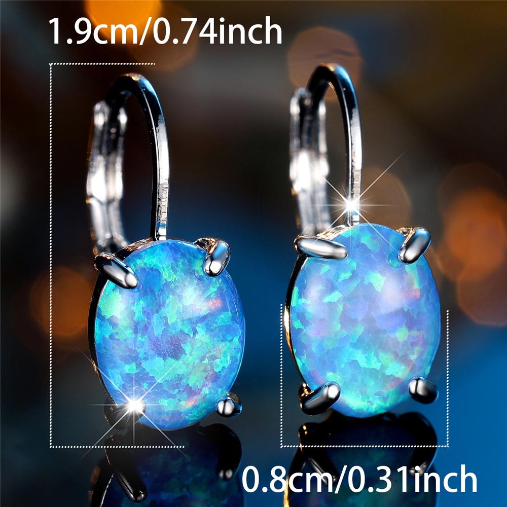 Luksusowe Fioletowo-Niebieskie Białe Opalowe Owalne Kamienie Kolczyki Koła Dla Kobiet Vintage Damskie Srebrny Złoty Kolor Biżuteria Ślubna