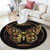 Golden Butterfly Round Area Rug,Carpet Rug for Living Room Bedroom Sofa Playroom Decor,Non-slip Floor Mat