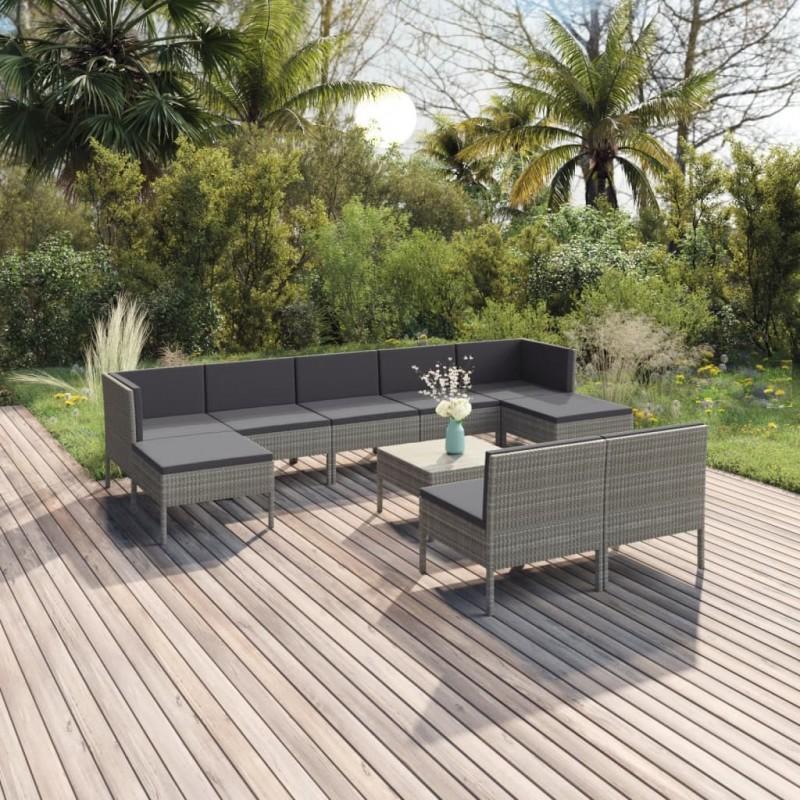 Day and Night - Day and Night Garden Furniture Set 10 Pieces and Gray Synthetic Rattan Cushions