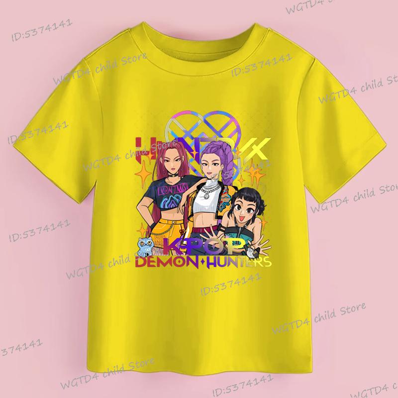 

Fashion Movie Kids T-shirt KPop Demon Hunters Cool Girls Tee Top Funny Gift for Fans Cotton Tshirt K-Pop Demon Hunters Clothes 150