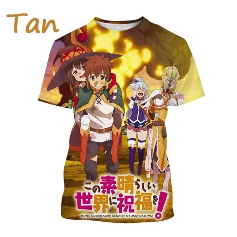 Letní Klasické Anime Pánské Ležérní Tričko Nové KonoSuba 3D Tištěné Osobnostní Street Harajuku Cool Krátký Rukáv Top
