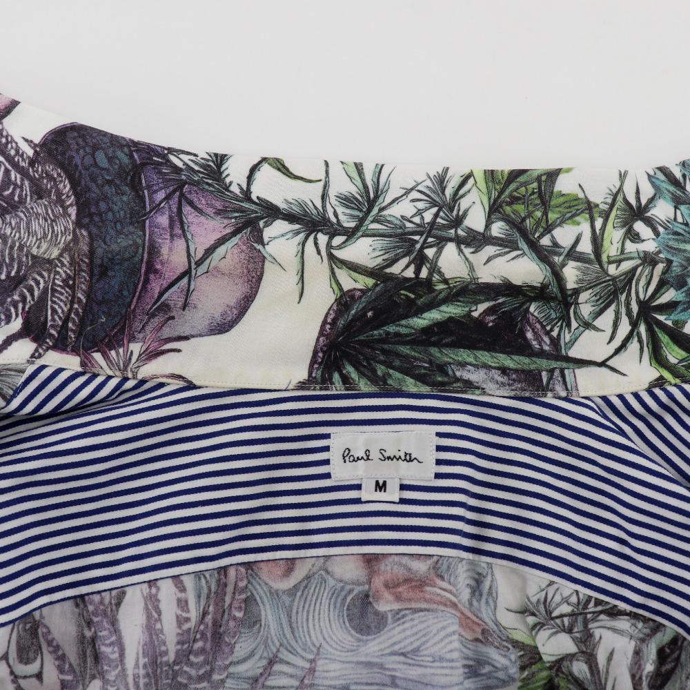 Paul Smith Botanical Short Sleeve Shirt Clown White Cotton Mens Used