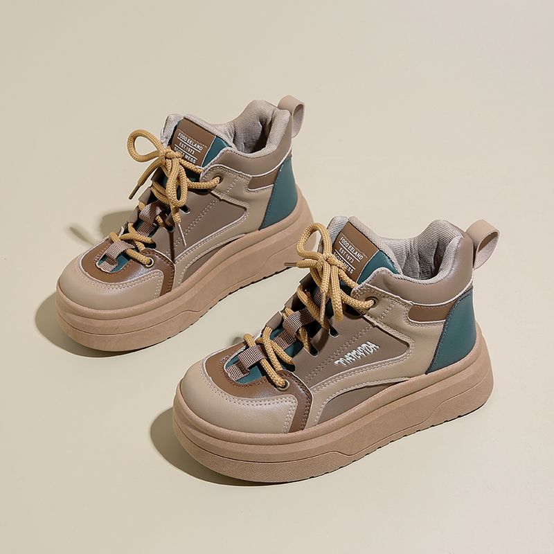 

Ботильоны Круглый Носок Женские Короткие Ботинки На Шнуровке Цветовая Гамма со Шнурками Массивная Высокая Платформа Женские Ботильоны Распродажа Качество Y2k 40