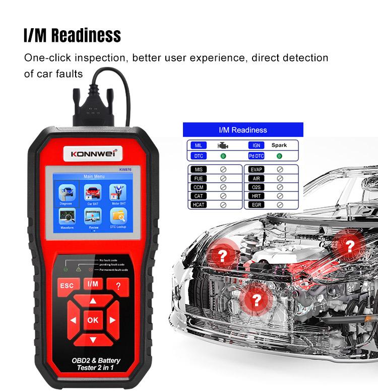Diagnostic meter OBD2 scanner battery tester Konnwei KW870
