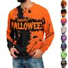 Men's Casual Long Sleeve T-Shirt with Round Neck Ribbed Texture and Print