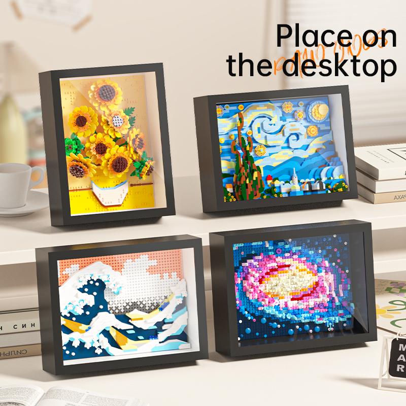 Creative 3D Micro Van Gogh Painting Frame Building Blocks Set Craft Kit Ornament Christmas Gift Adults Kids Exquisite Box