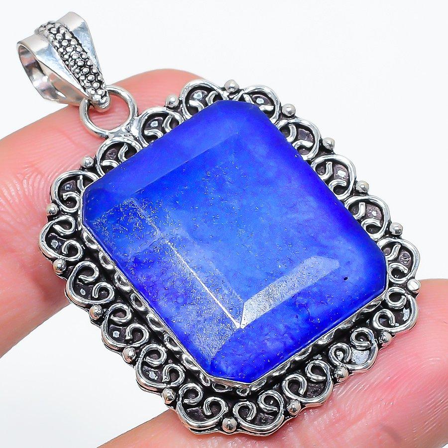 

Sapphire(Simulated) Gemstone Handmade Ethnic Jewelry Pendant 1.97 VR-1944
