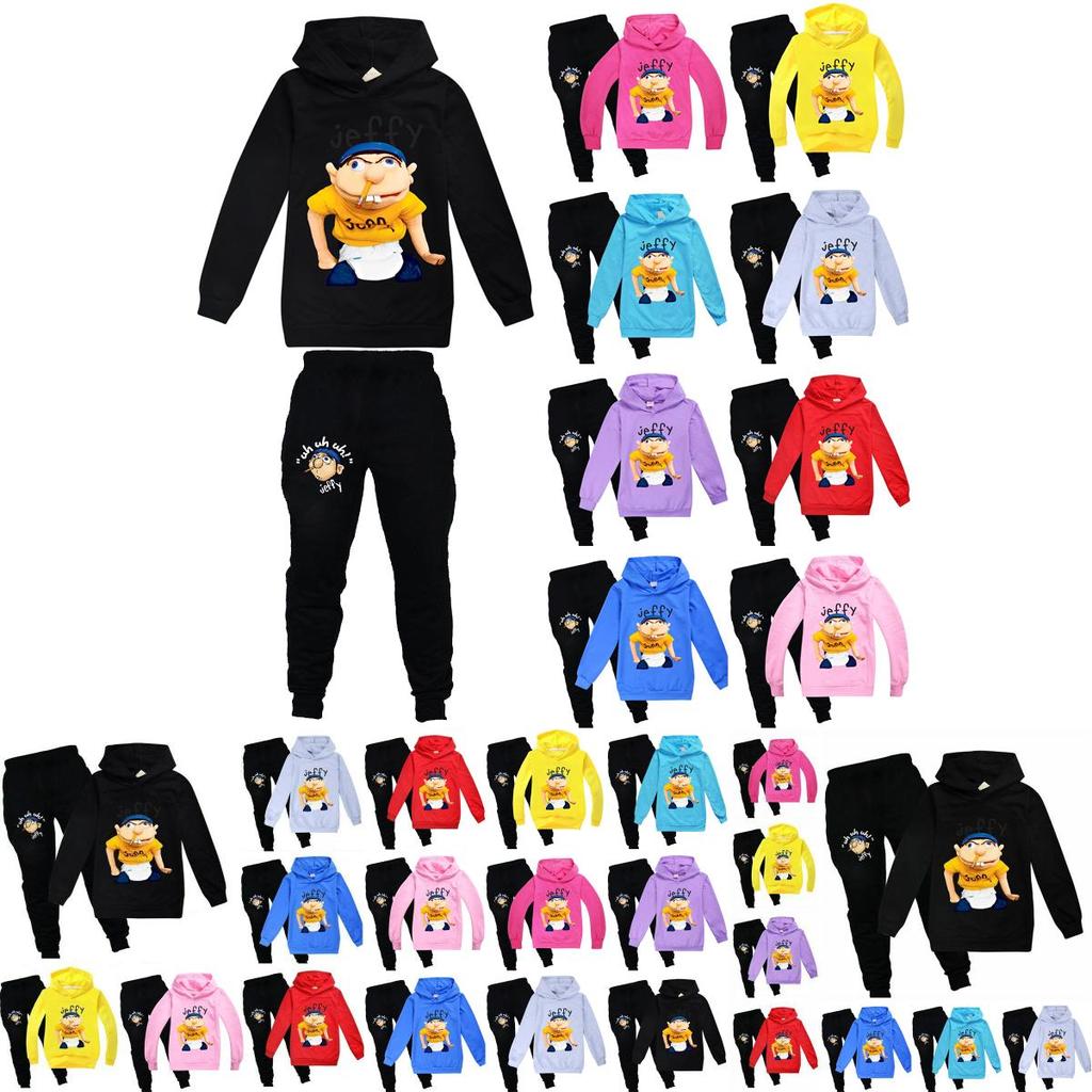 Jeffy Puppet Hoodies voor kinderen, casual trainingspakken voor lente en herfst, met heldere digitale print en verfijnde stiksels.