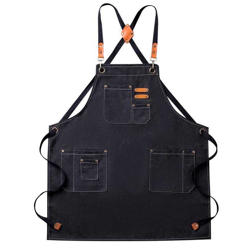 Kitchen Cotton Work Apron Thick Canvas Floral Apron Barbecue Milk Tea Shop Restaurant