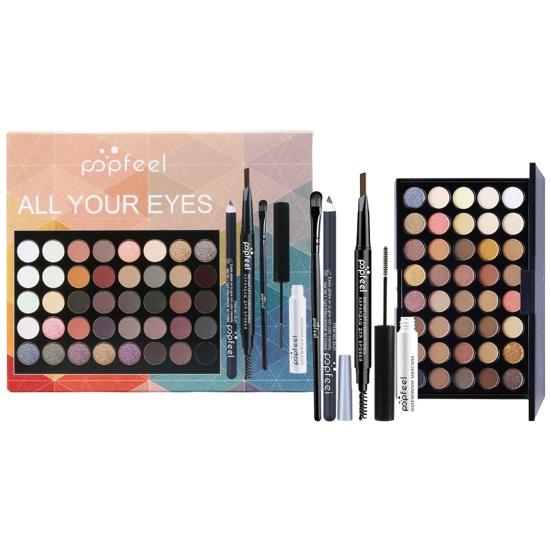 1 Set 40 Color Eyeshadow Palette Mascara Eyeshadow Brush Eyeliner Eyebrow Pencil Combo Set Beginners Shading Contouring Full Face Eye Make Up Tool