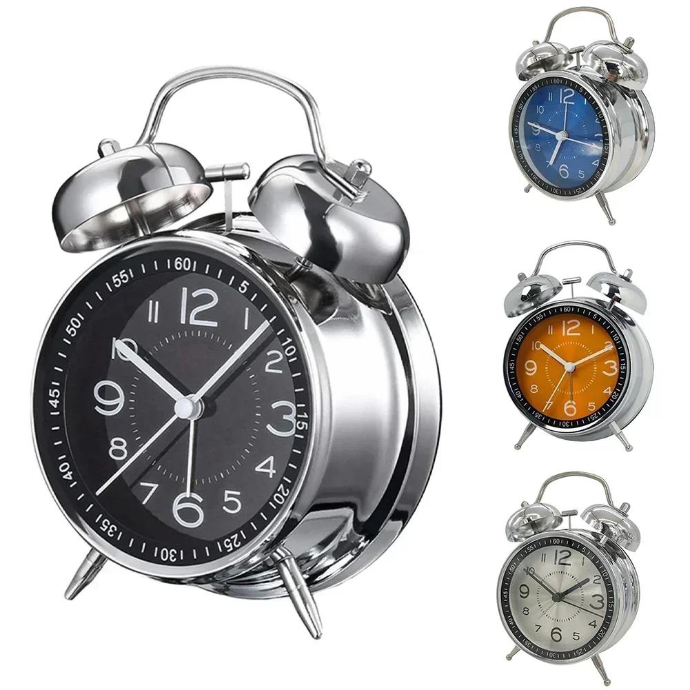 Clock Loud Alarm Clock Mechanical Double Bells Metal Alarm Clock Night Lights Decor With Dual Bell Night Light Bedside Bedroom