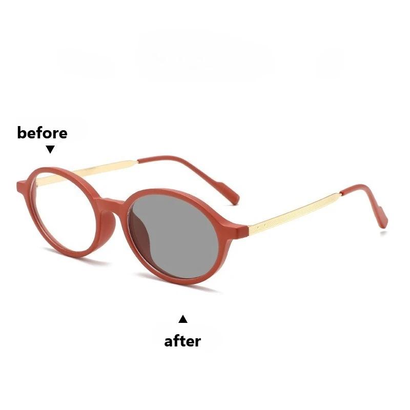 

Fashion Photochromic Anti-blue Light Reading Glasses Neutral Retro Oval Frame Presbyopia Glasses Outdoor UV Protective Glasses 0